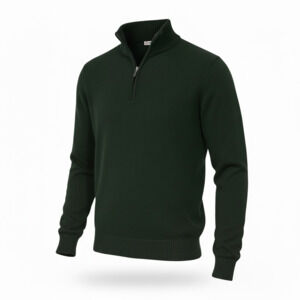 H2H Quarter Zip Sweater Size L Dark Green Mock Neck Pullover